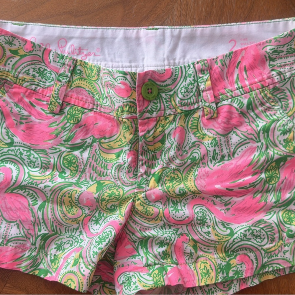 Lilly Pulitzer Flamingo Vibrant Pink and Green Women's The Walsh Short